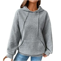 Ženske dukserice bez kapuljače, široka bluza s kapuljačom s dugim rukavima, džemper u sivoj boji 8