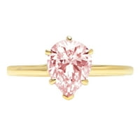 Ružičasti dijamantni prsten u obliku kruške od 1,5 karata u žutom zlatu od 18 karata, veličina vjenčanog prstena