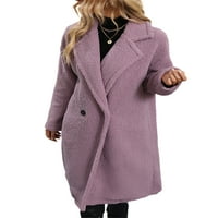 + Ženski elegantni kaputi s izrezima na reveru, Ženski kaputi srednje duljine, radna jednobojna topla gornja odjeća