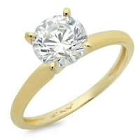 1. Dijamant okruglog reza od imitacije žutog zlata 18K graviranje godišnjice zaruka vjenčani prsten pasijans veličine