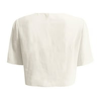 Ženske obrezane kardigan bluze vrhovi modna solidna boja seksi redovita fit kratkih rukava košulje kaputa