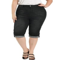 Jedinstvene ponude ženske plus veličine odjeće Skinny Stretch Traperice Capri u kratkim hlačama od koljena