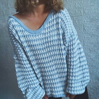 Majice za žene, pulover, pulover, pleteni džemper Na pruge, džemperi s izrezom, vrhovi
