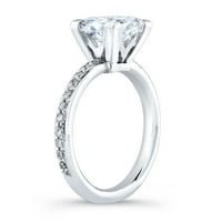 Ženski 14K bijelo zlato antikni dijamantni zaručnički prsten s karatom princeza Cut White Sapphire Center 0. CTW