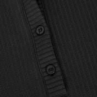 LoopsUn ljetna štednja odjeća za žene, ženska moda udobna casual print džep džepnica Top bluza crna s