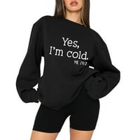 Ženski jesenski i zimski labavi gornji smiješni slom serije za ispis na ramenu bez rukava za pulover pulover