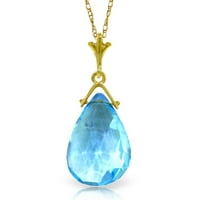 Galaxy Gold 5. Carat 14K 24 Čvrsta zlatna ogrlica s prirodnom briolette plavom topazom