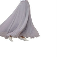 Ženska šifonska jednobojna haljina s dugom suknjom u retro stilu