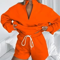 Biciklističke kratke hlače Ženski set slatke kratke hlače srednjeg struka za šetnju jednobojna narančasta