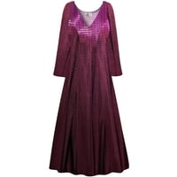 Plus veličina ekstra visoka ženska haljina burgundija ogledalo refleksija dizajner tisak dugih rukava s niskim