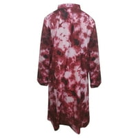 Žene jesen ležerna gumb punih rukava O-Neck haljina za bojenje košulje tanke fit midi haljine jesenske haljine