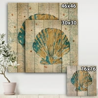 DesignArt 'obalne pastelne školjke I' vintage nautički tisak na prirodnom borovom drvetu