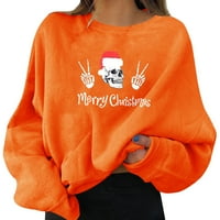 Ženski božićni pulover Zabavni grafički otisak okrugli vrat dugi rukav dukserice kapuljača