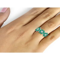 Prsten od srebrnog cvijeta od srebra s smaragdom i bijelim karatnim dijamantom