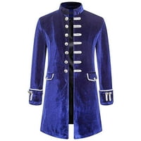 Muška jakna od flisa u stilu steampunk dugih rukava, Vintage baršunasta Uniforma, kardigan s uspravnim ovratnikom