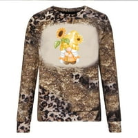 Sretan jesenski izbijeljene košulje za žene smiješna bundeva leopard slatka gnome grafička majica s dugim rukavima