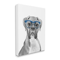 _ Zabavni pas boksač s naočalama, Galerija slika životinja i insekata, omotano platno, tiskana zidna umjetnost