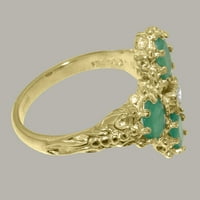 Ženski zaručnički prsten od 18k žutog zlata s kubičnim cirkonijem i smaragdom britanske proizvodnje - opcije veličine-veličina