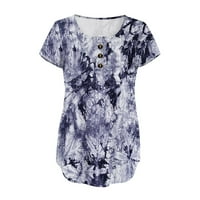 Bluza kratkih rukava, ležerni ljetni vrhovi s cvjetnim printom i dekolteom u obliku slova U za žene, siva, 2 inča