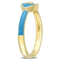 Ženski prsten od zlog oka u bijelom safiru i žutom zlatu prekriven bljeskom srebra s plavom caklinom