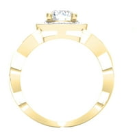 Kolekcija 0. Zaručnički prsten s okruglim bijelim dijamantom od 14 karata, žuto zlato, veličina 5,5