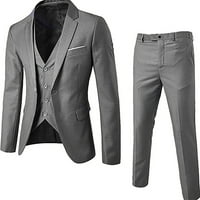 Muški sako, moderno ležerno odijelo običnog kroja S dugim rukavima, Jednobojni vrhovi u sivoj boji