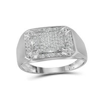 muški prsten s okruglim kvadratnim dijamantom od bijelog zlata od 10 karata