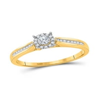 10K čvrsto žuto zlato s dijamantnim okruglim dijamantom, zaručnički prsten, Airbender. - Veličina 5