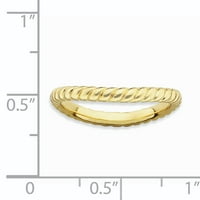 Prsten s valovitom površinom od poliranog zlata od 925 sterling srebra