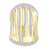 Bijeli prirodni dijamantni koktel prsten od čistog zlata