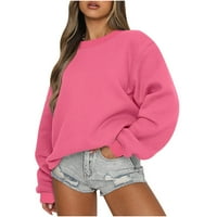 Qcmgmg lagana pulover labav vrat posade žene plus dukseve dugih rukava Čvrsta boja Ženska boja trendi odjeća za