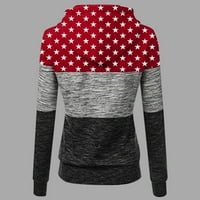 Štednja ženska modna dukserica džep džepova pulover Tops Zvijezde Kontrast grafički print casual udobna ženska