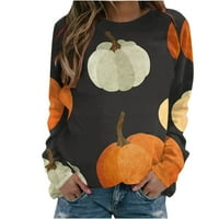 TrendVibe Halloween Womens obična majica s puloverom Okrugli pulover labave dukseve dugih rukava moda Grafička