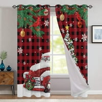Božićne zavjese za prozore, zavjese za prozore, debele božićne duge zavjese za dnevnu sobu, lanene teksture s
