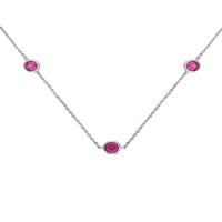 2- Carat T.G.W. Pink Sapphire 14KT bijelo zlato uz ogrlicu dvorišta