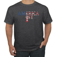 Wild Bobby, America First, Americana American Pride, Muška majica s grafičkim po cijeloj površini, Heather Black,